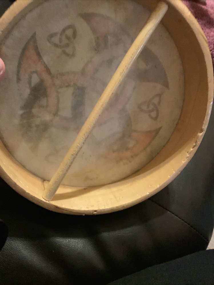 Vintage Handpainted/Handmade Drum ~Needs TLC~