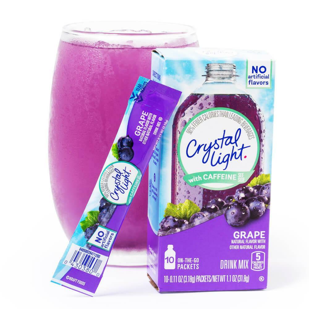 Crystal Light with Caffeine Grape Flavor - On The Go packets 10 Count- 2 Boxes