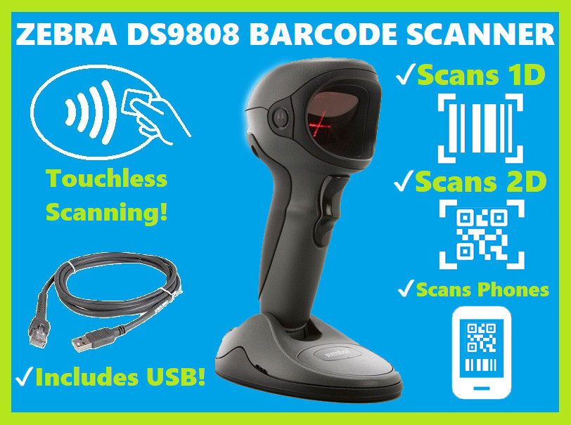 ✅Zebra DS9808-SR00007NNWR 2D/1D/QR Code Barcode Scanner w/ USB cable! ⭐🔥