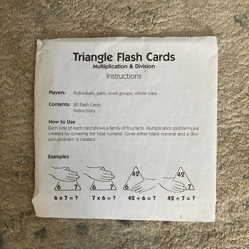 Triangle Flash Cards For Multiplication And Division The Original Complete Set