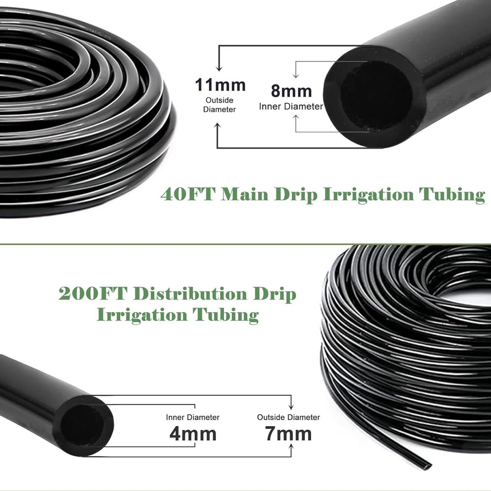 Eco-Friendly 240FT Drip Irrigation System - Adjustable Setup for All Gardens