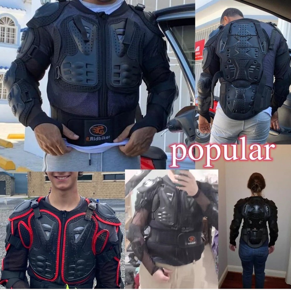 Ridbiker Motorcycle Full Body Armor Protector Removable Racing Jacket Size M
