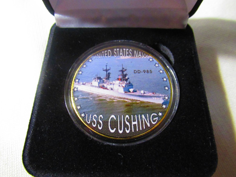 US NAVY - USS CUSHING (DD-985) Challenge Coin w/ Presentation Box