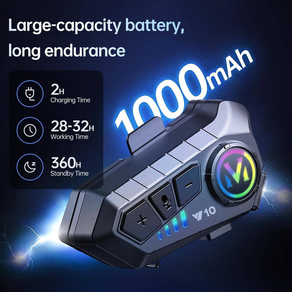 SUOOKC Motorcycle Bluetooth Headset Speaker Skiing Earphone small, Black