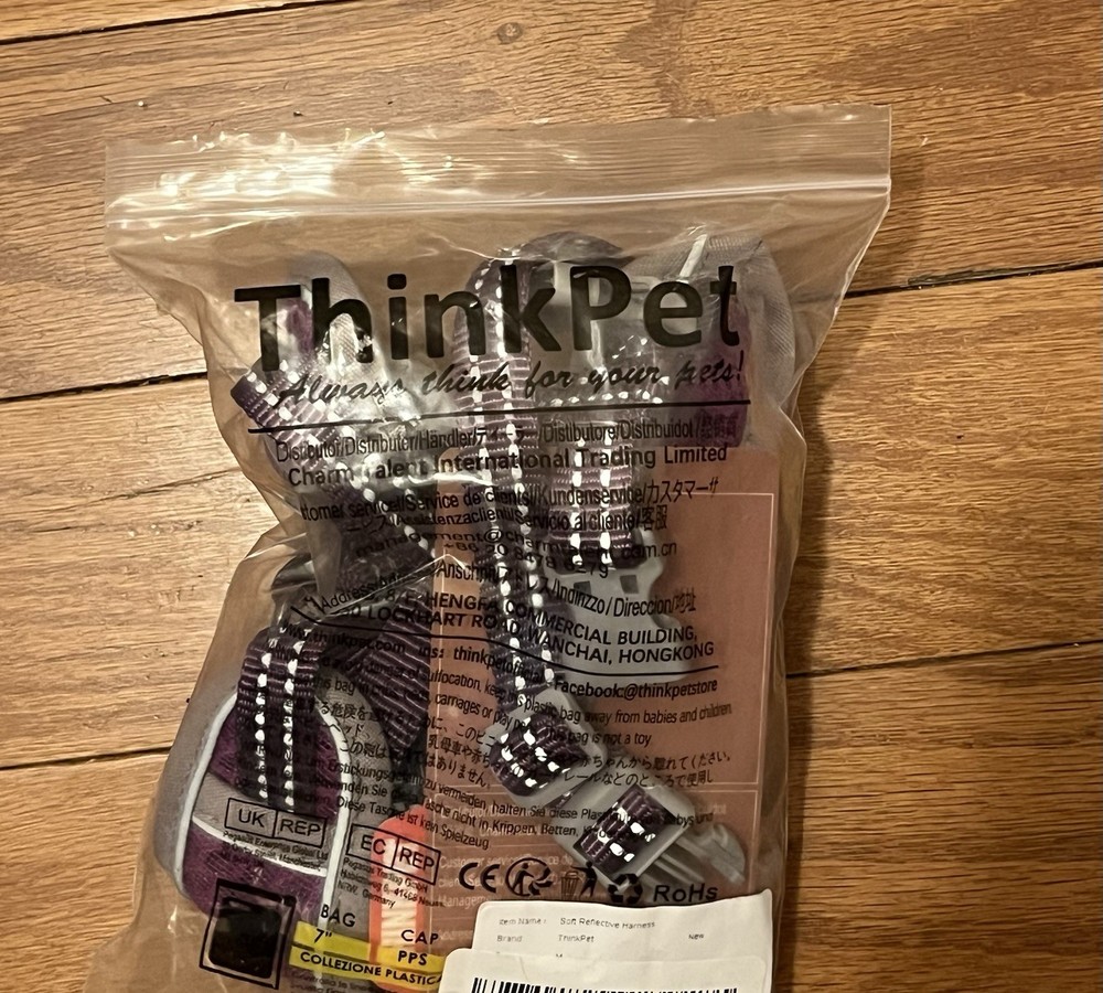 ThinkPet No Pull Harness Breathable Reflective Maroon Harness with Handle Size M
