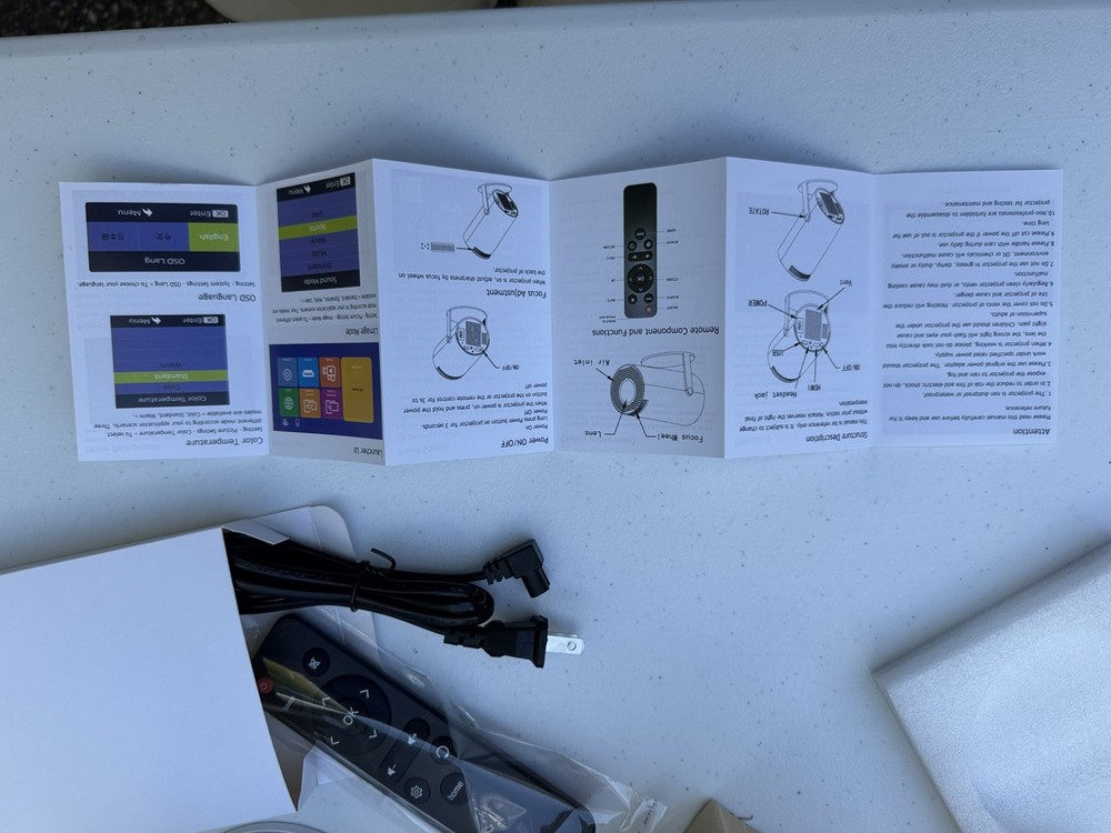 HY300 Pro+ Mini Projector - 720p Native, 4K Support - White, Unused