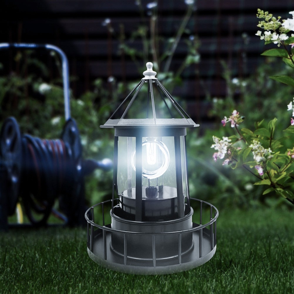 LED Solar Rotating Lighthouse Light Solar Outdoor Garden Decoration