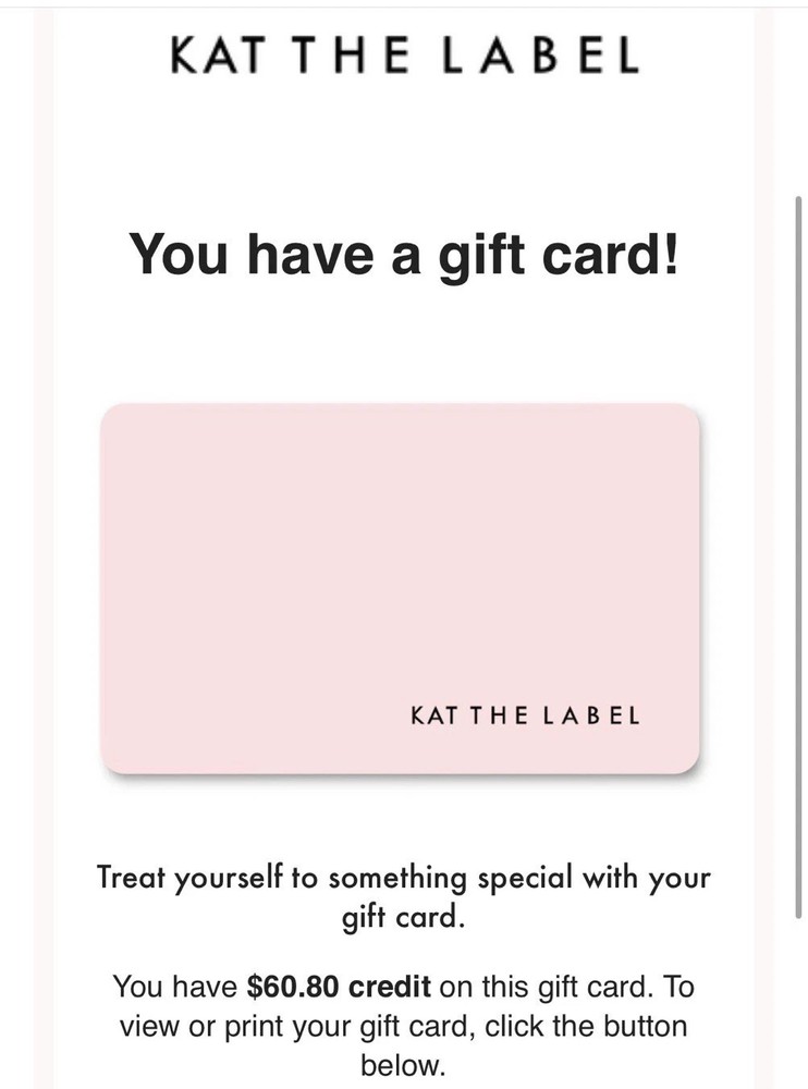 Kat The Label Digital Gift Card $60.80
