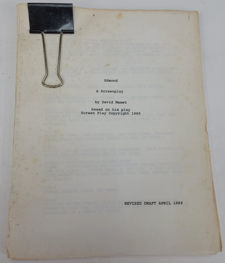 EDMOND / David Mamet 1989 Screenplay Draft Script, based on his own play