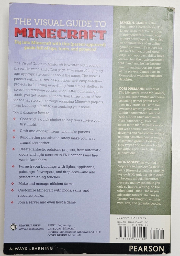2015 Visual Guide to Minecraft Tips Hints Projects Clark Dunsmann Moltz Book