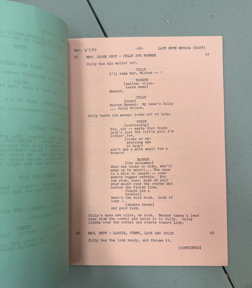 Lassie Tv Show Script "The Lady From Nevada"