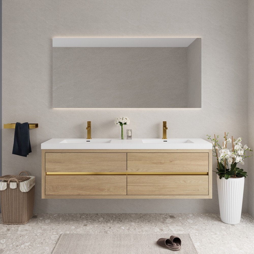 72" Floating Wall-Mount Vanity w/ Sink, Soft-Close Drawers, Pre-Assembled