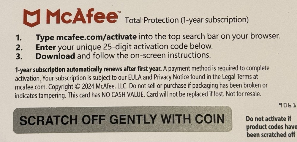 McAfee Total Protection 2026 1 Device 1 Year - Digital Email Code