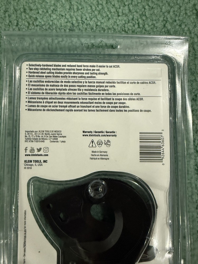 Klein Tools 63607 Ratchet Cable Cutter