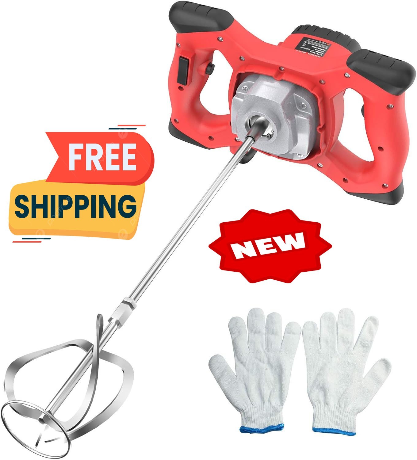 Mezclador de cemento, mezclador de concreto eléctrico de 2100 W con 6 velocidade