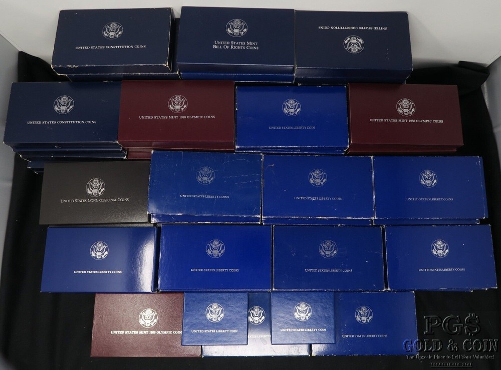 (85) Assorted Empty US Mint Boxes + COA's Mint and Proof 25359
