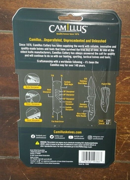 2pc Camillus Set - Glide Sharpener & 6.5" Folding Knife - Model #19386