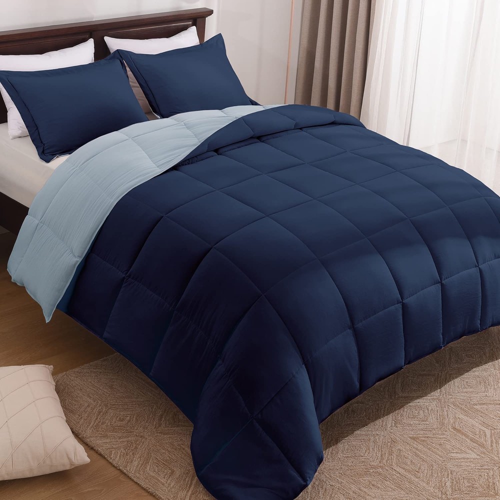 Beyond Basic King Comforter Set - Fluffy All Seasons Reversible - Blue/Sapphi...