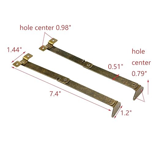 2 Pcs Lid Support Hinge Folding Lid Support Hinges 180 Degree Rotatable Bronze