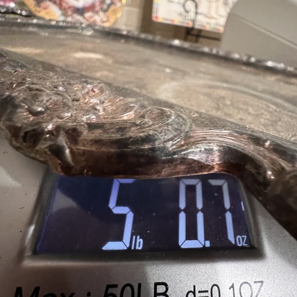 Antique Towle Rectangular Silverplated Platter Tray 24x11" Scrollwork See Handle