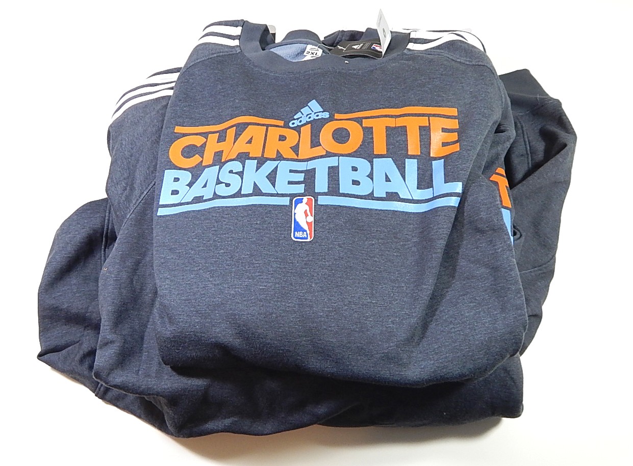 Lot of (10) Charlotte Bobcats Hoodies Warm Up Pants Shirts Jordan Adidas S-4XL