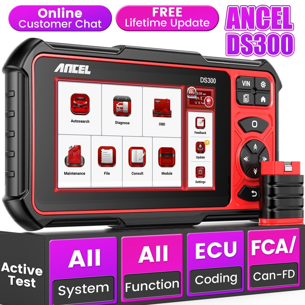 ANCEL DS300 Bidirectional Car OBD2 Diagnostic Scanner ECU Coding Key Programming