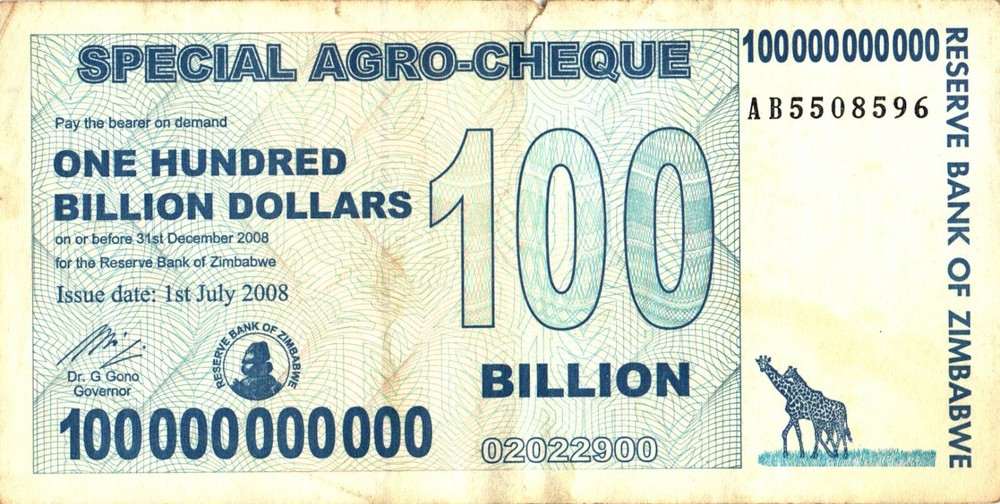 100 Zimbabwe 100 Billion Special Agro Cheque
