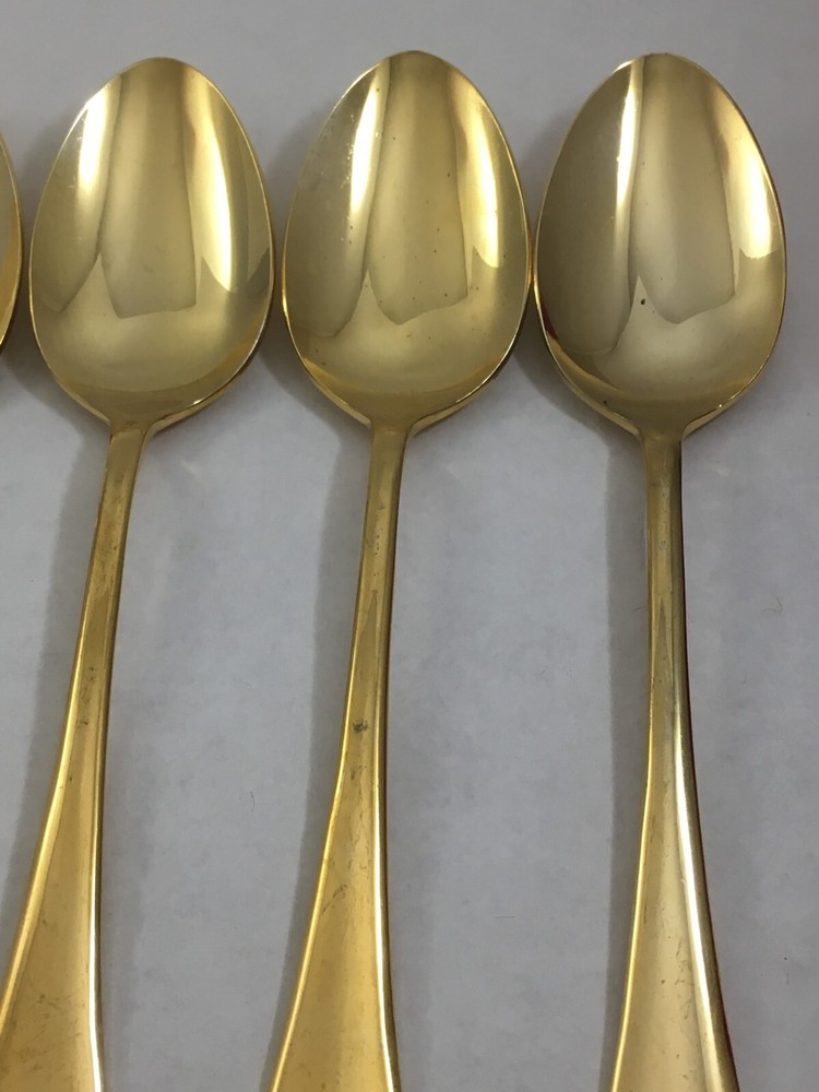 Shell Stainless Japan Gold Electroplate Gold Shell 6-Oval Soup Spoons Flatware