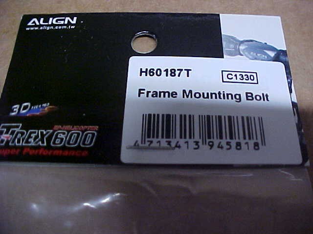 ALIGN H60187T = FRAME MOUNTING BOLT: TREX 600 (NEW)