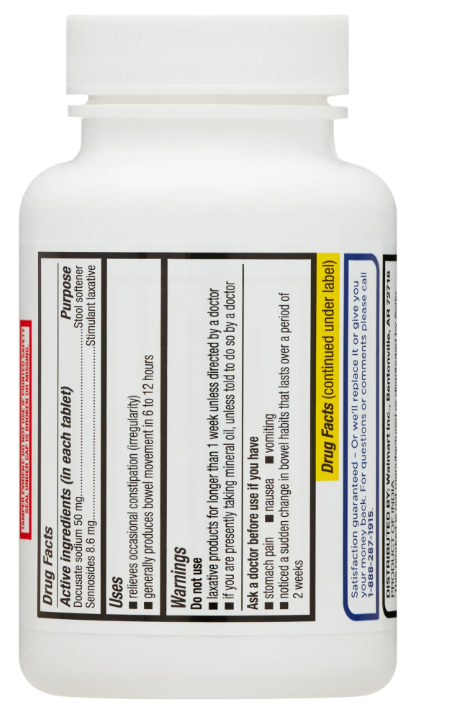 Equate Stool Softener Plus Stimulant Laxative Tablets for Constipation, 240 Ct