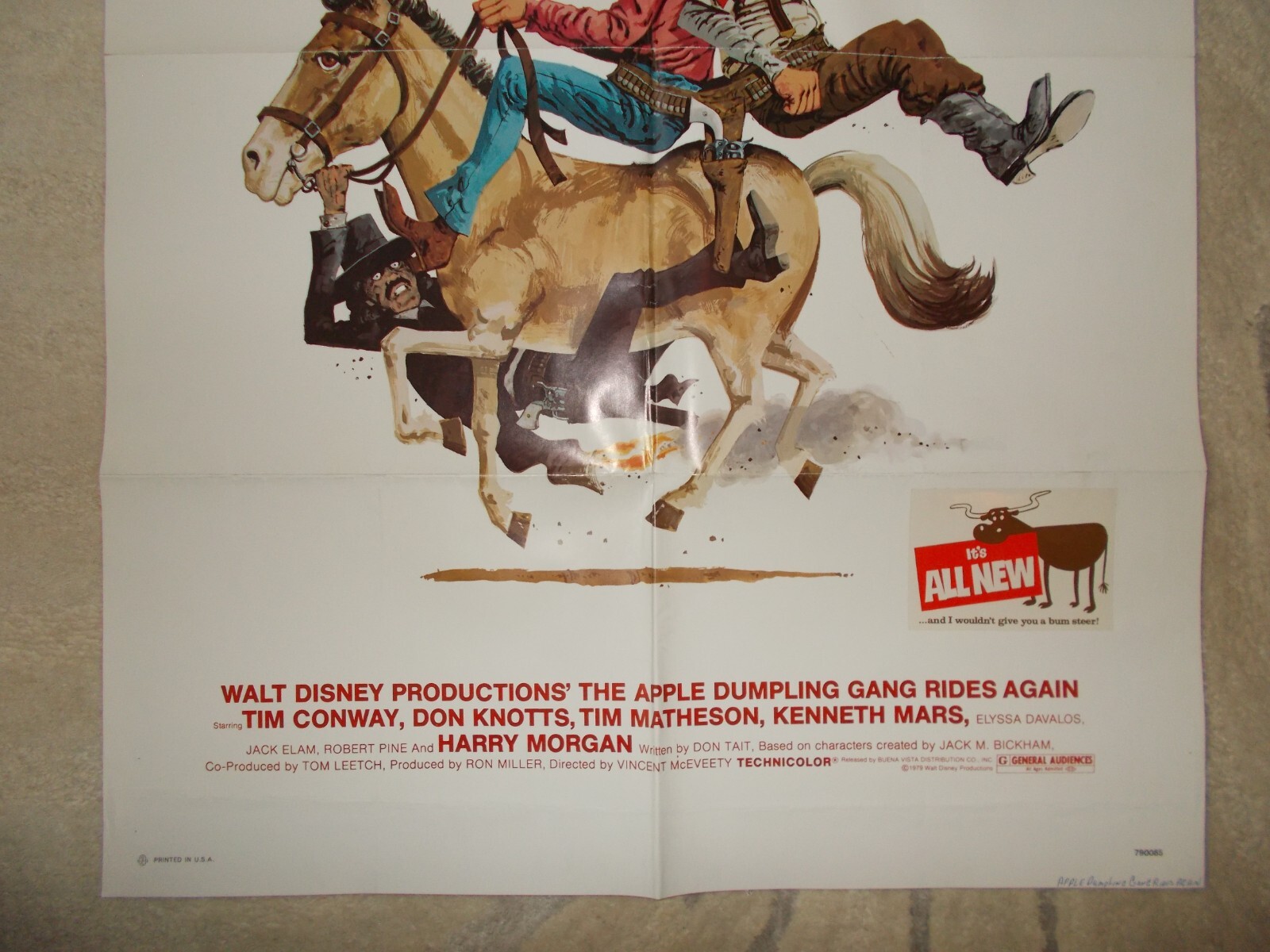 WALT DISNEY ORIGINAL 1979 APPLE DUMPLING GANG RIDES AGAIN POSTER DON KNOTTS