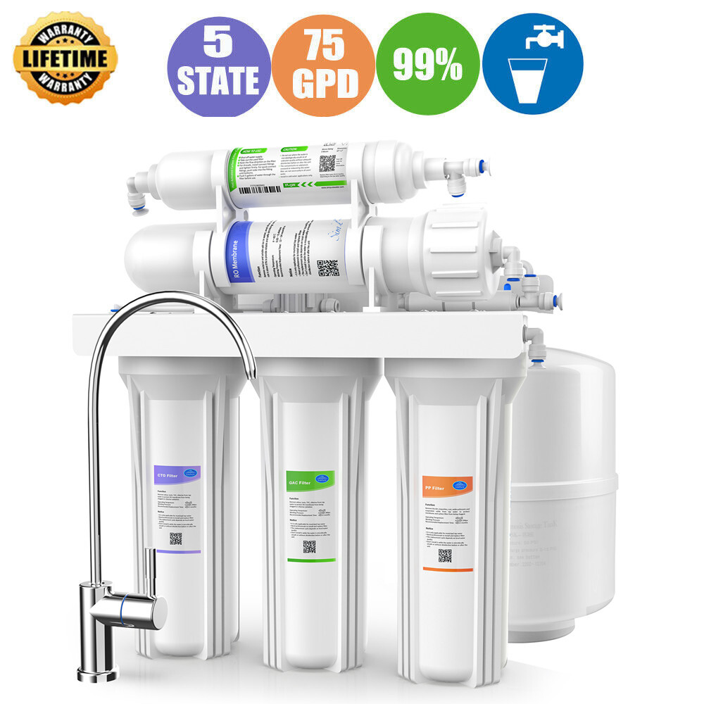 Reverse Osmosis Water Filtration System 5 Stage Under Sink RO Water Filter 75GPD