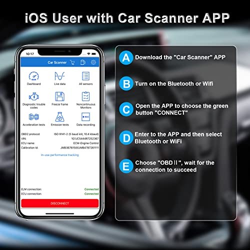 OBD2 Scanner Bluetooth Auto Diagnostic Scan Tool Car Fault Check Engine Light