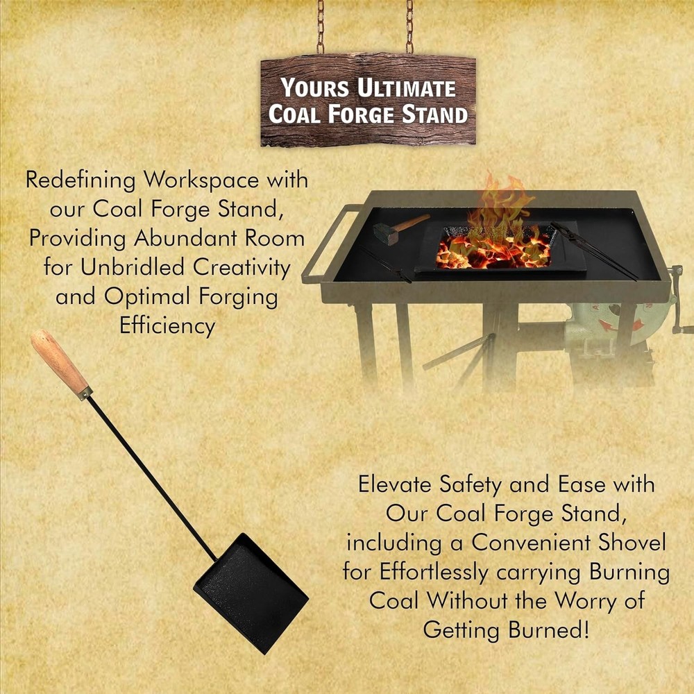 Coal Forge Stand with Fire Pot & Hand Blower - Blacksmithing Starter kit