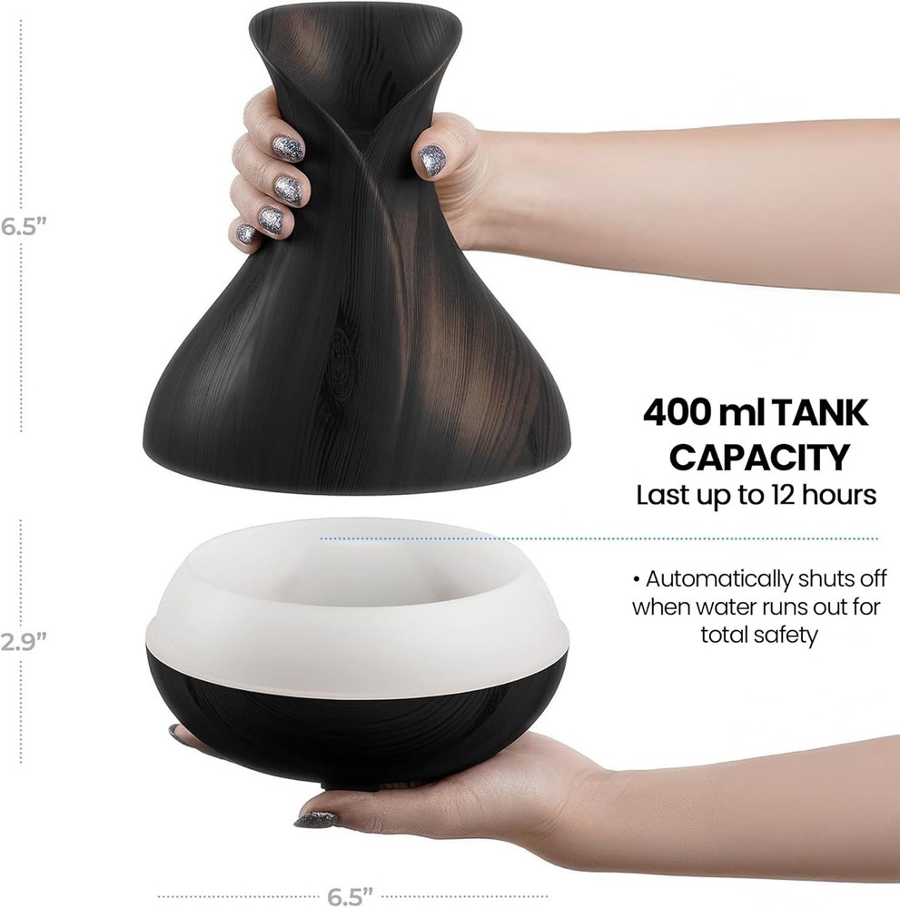 400ml Ultrasonic Smart Diffuser with App & Voice Control - Dark Brown Design
