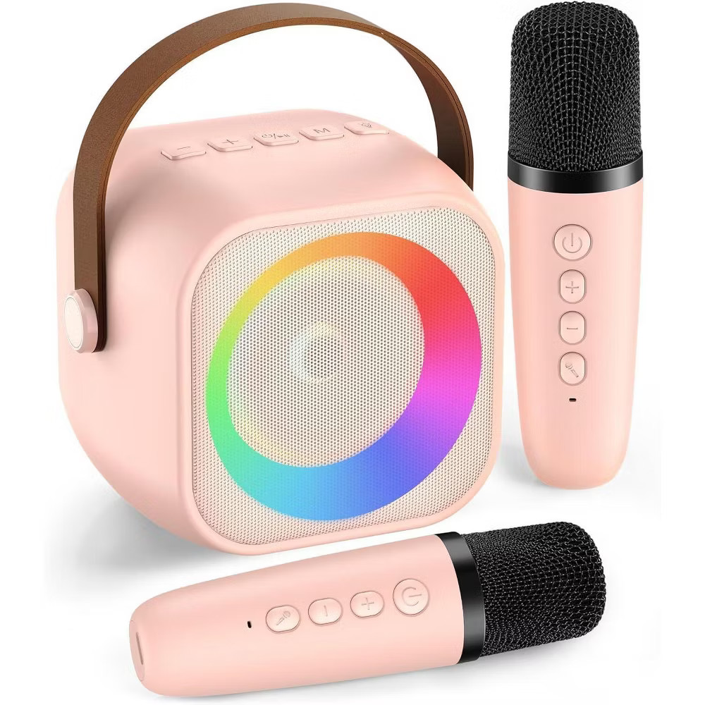 Mini Mic Pro Karaoke Machine with Microphones, Pink