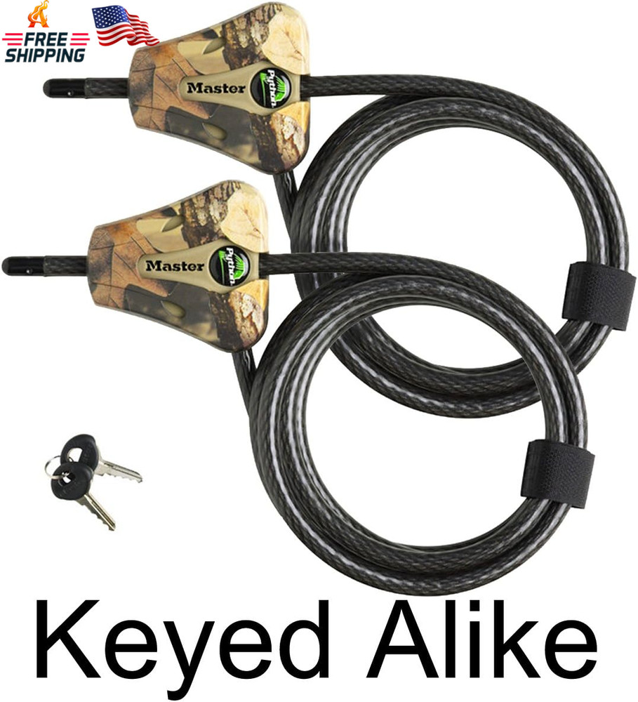 Master Lock Python Trail Camera Adjustable Camouflage Cable Locks W/4 Keys, 8418