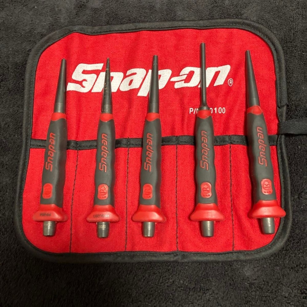 Snap-on RED Soft Grip Starter Punch 5Pc Set [Used]