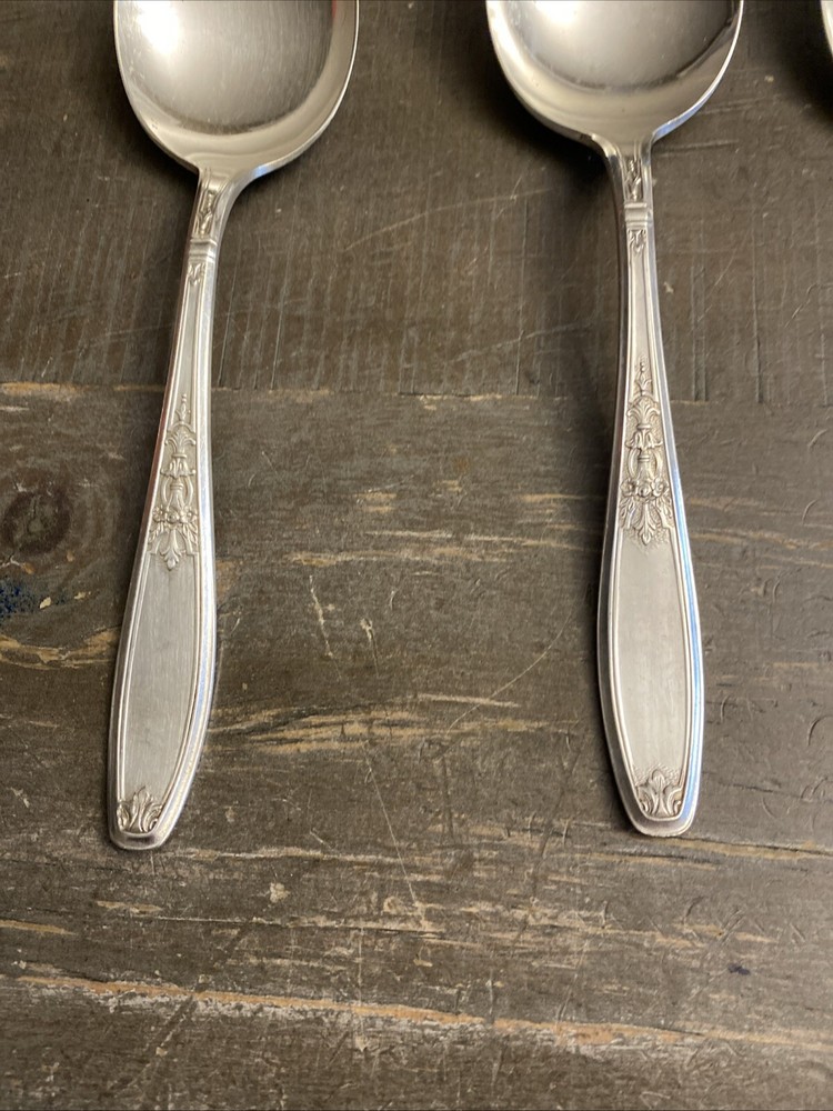 6 - 1847 Rogers Bros Silverplate AMBASSADOR Spup Spoons See Pictures 2 Blemished