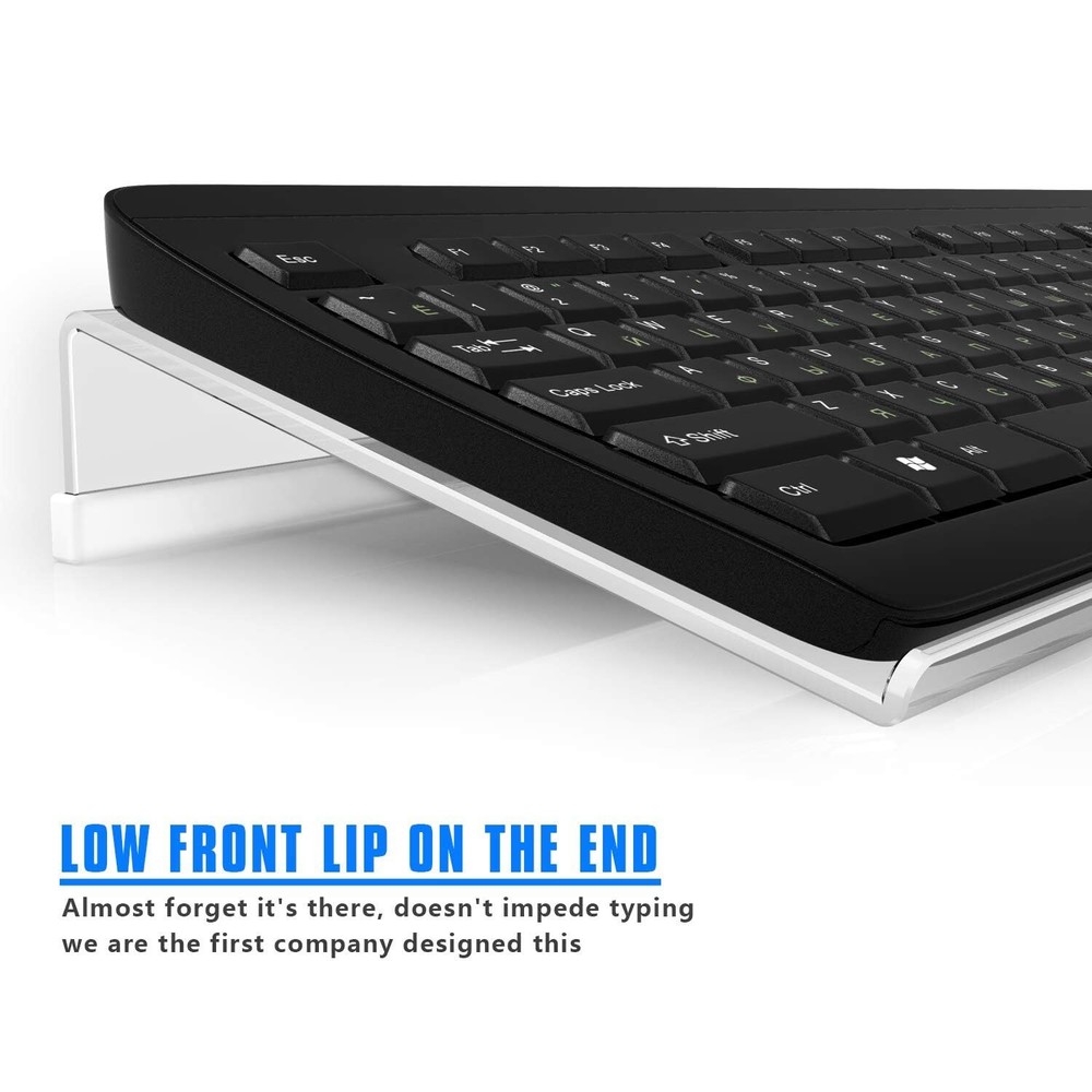 Clear Acrylic Tilted Computer Keyboard Holder for Easy Ergonomic Typing Upgra...