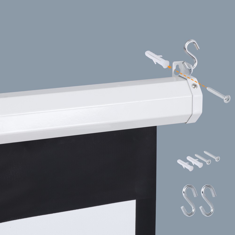Projection Screen Manual Pull Dow 16:9 HD Wall & Ceiling Mounted for Home 80"