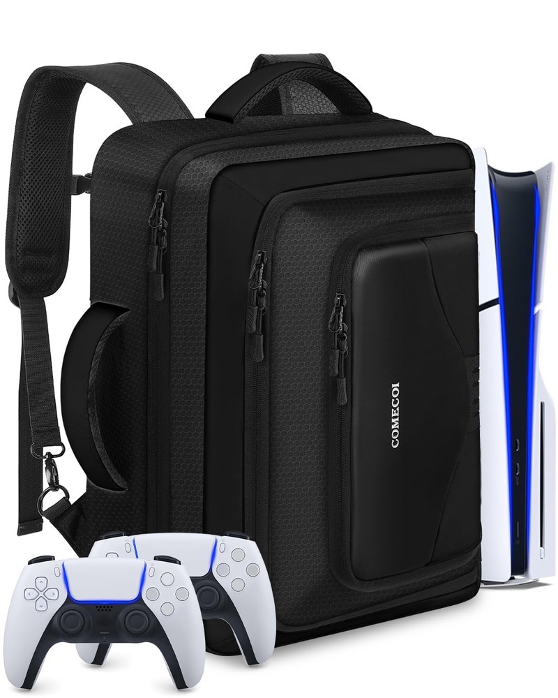 Large Capacity Travel Backpack for Console, Controllers, Games, and Accessories
