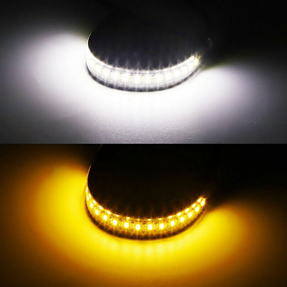 2x White/Amber Switchback LED Fork Turn Signal DRL Light Strips For Motorcycle