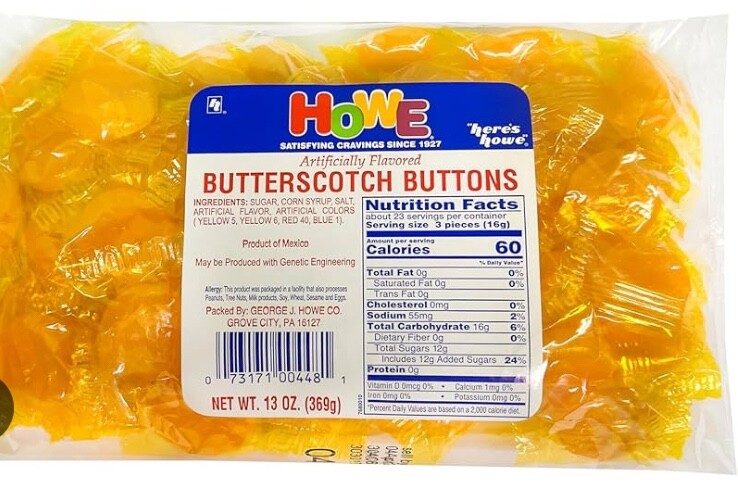 Howe Butterscotch Buttons (Pack of 3)