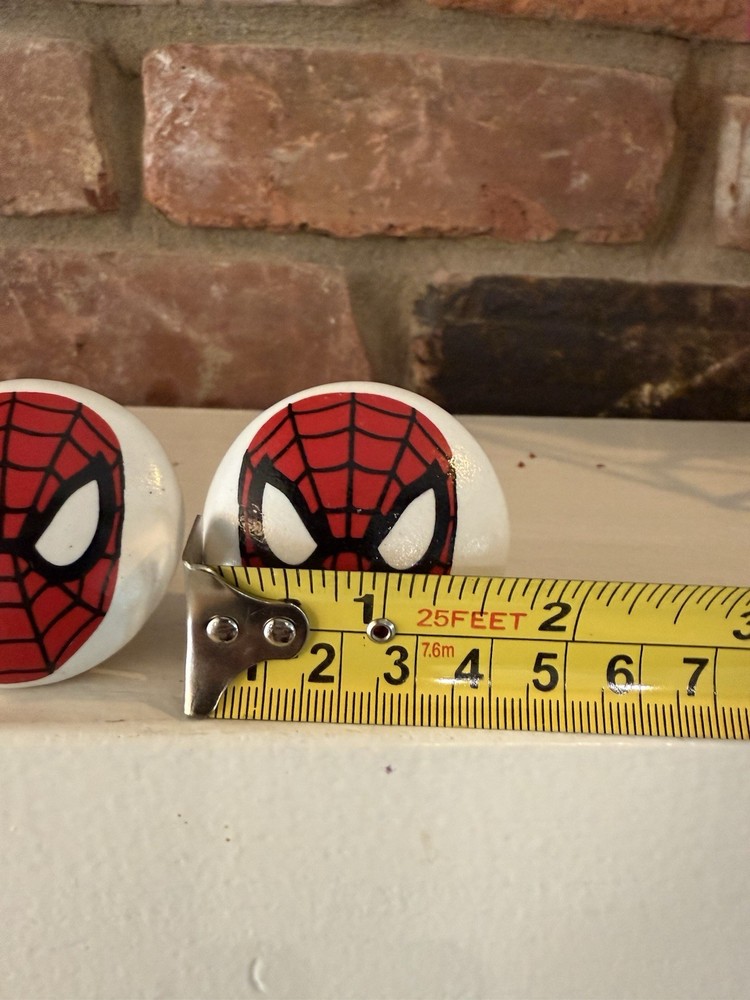 10x Marvel Spiderman White Ceramic Child Cabinet Dresser Knobs - Theme Room