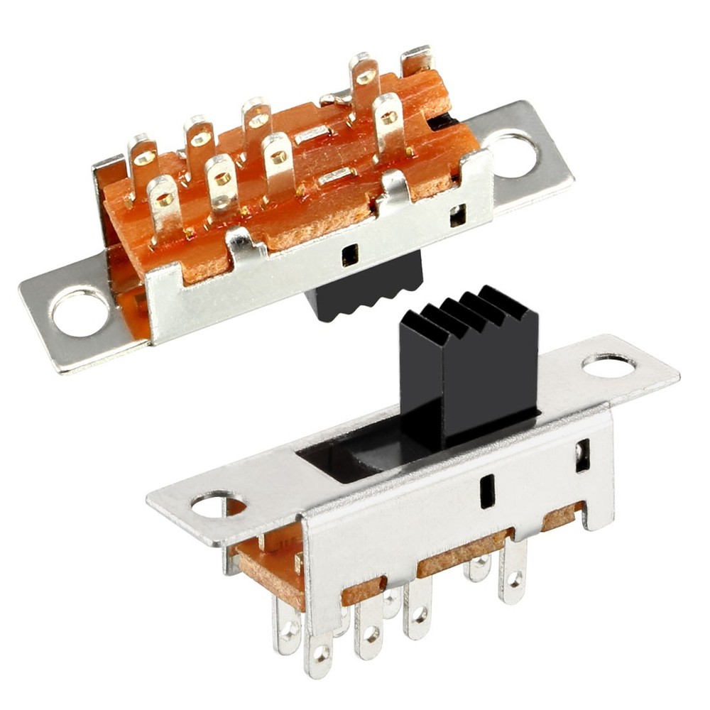 5Pcs 3mm Vertical Slide Switch DPDT 8 Terminals PCB Panel Latching