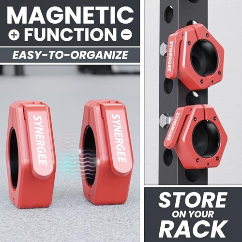 Red Magnetic Barbell Collars – Locking 2" Olympic Size E) Red - Magnetic