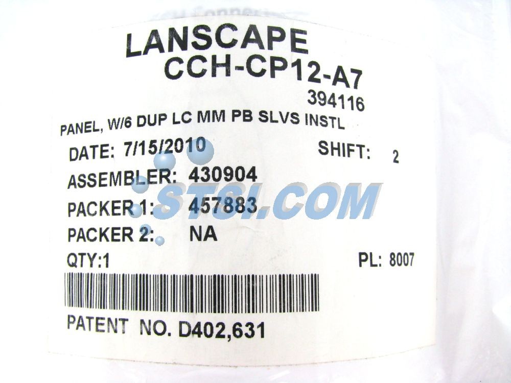 Corning CCH-CP12-A7 Patch Panel, 6 LC Duplex OM1 Multimode 62.5 Adapters ~STSI