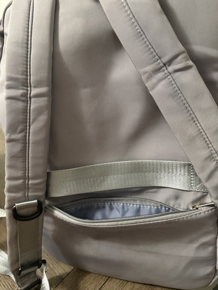 Gray Nylon Laptop Backpack with Zipper Closure, Adjustable Straps, 4 Pockets