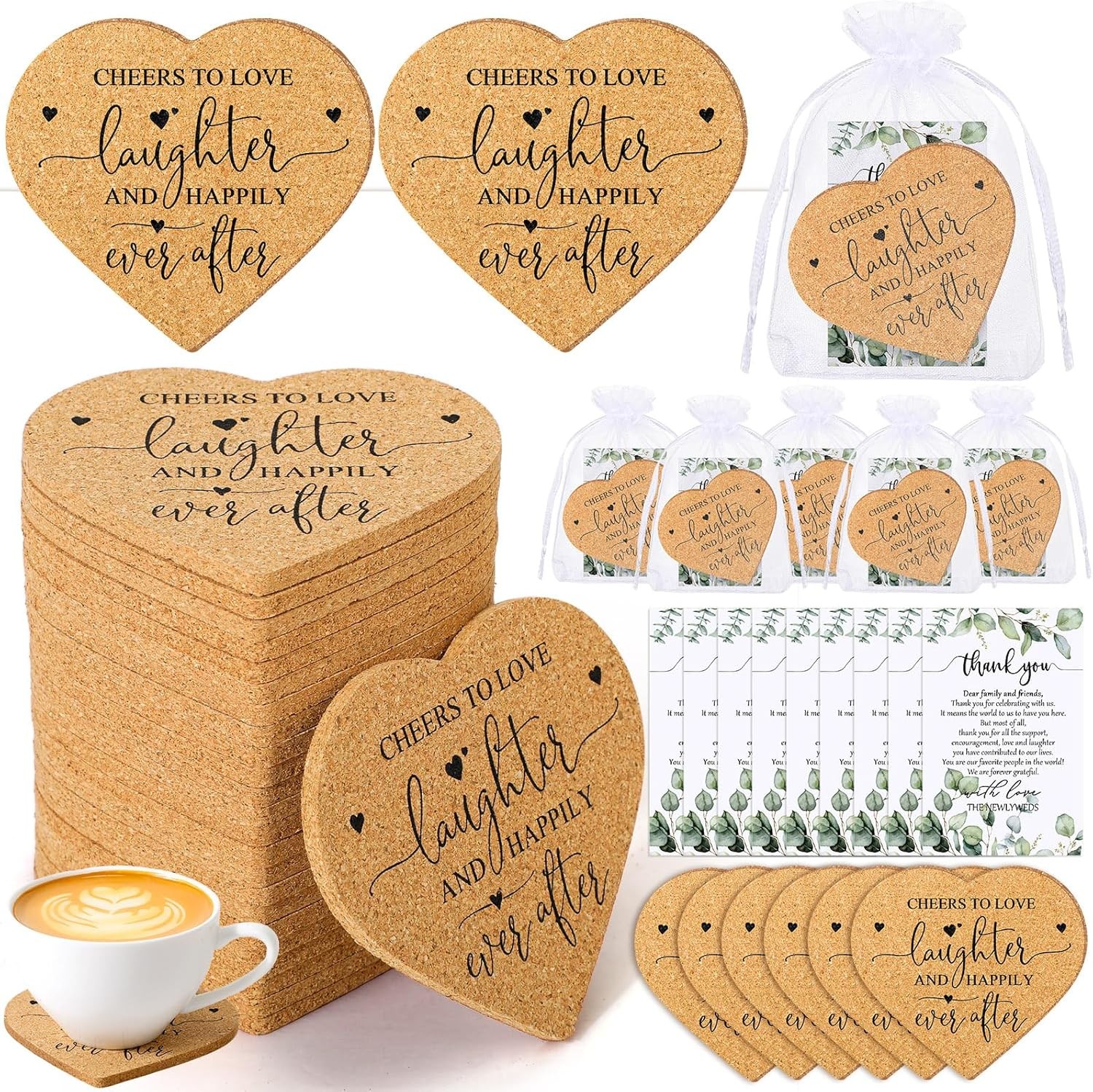 100 wedding favor sets, including guest coasters as gifts